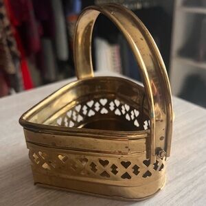Vintage Brass Heart Shaped Basket Heart Details Made in India